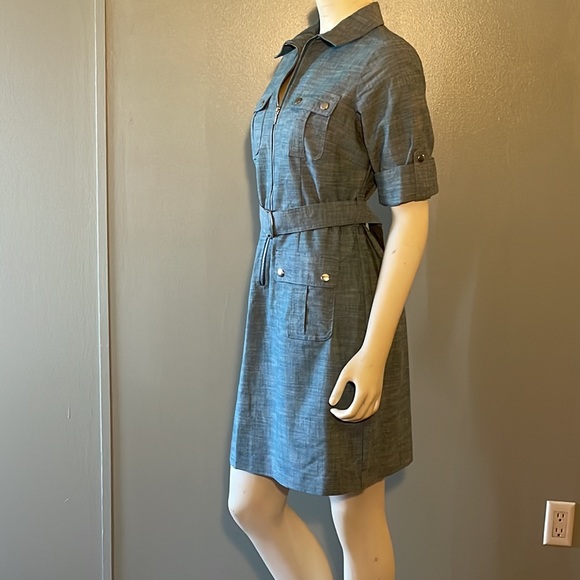 Sharagano, roll up sleeve, denim dress. - Picture 6 of 10